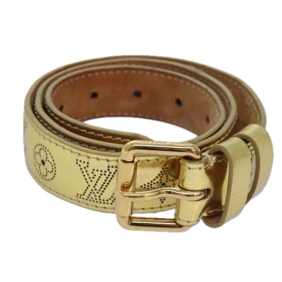 LOUIS VUITTON Monogram Mahina Ceinture Belt Leather Gold M9614W LV Auth bs17576 - Picture 1 of 16